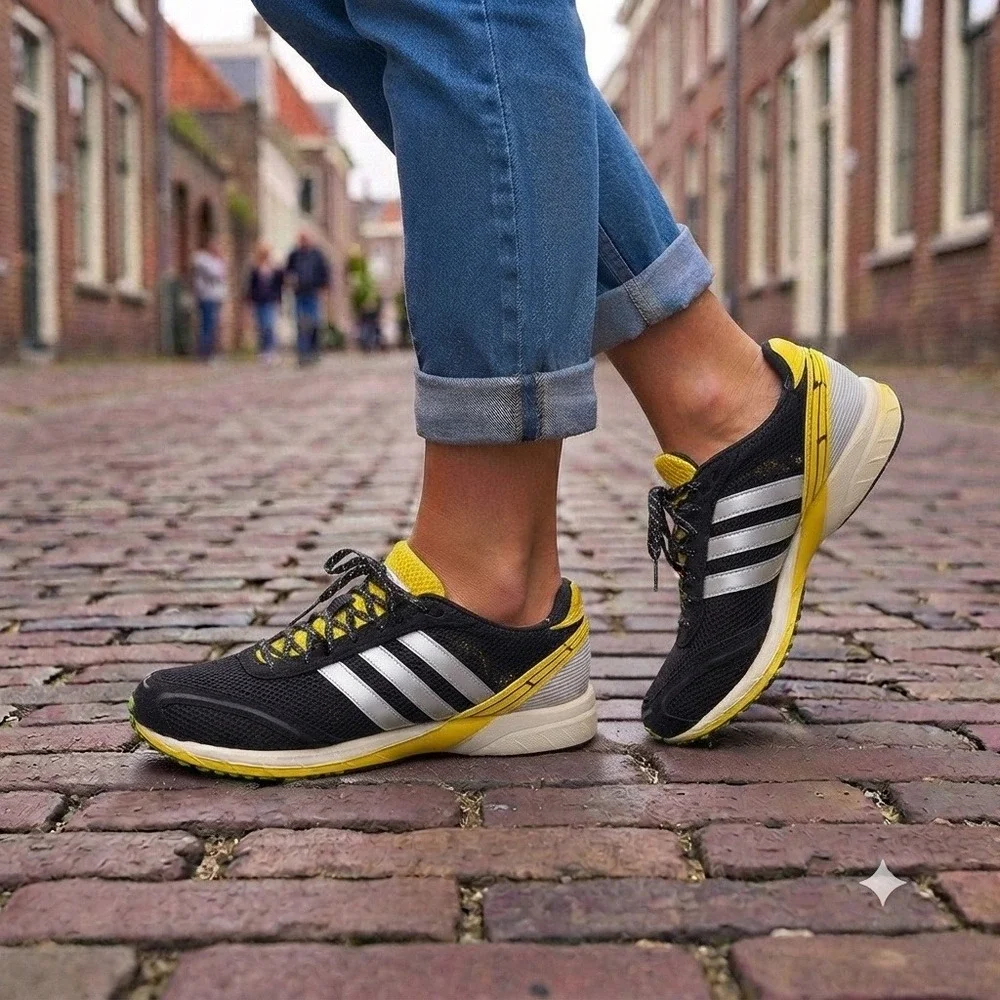 Adidas Adizero Adios OG Sneakers Women 7 Black Yellow JP7635 **NEW**